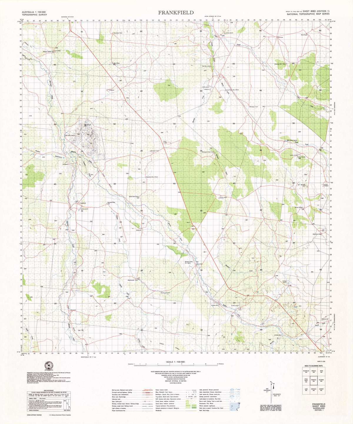 8353 Frankfield 1:100k Topographic Map | Mapworld