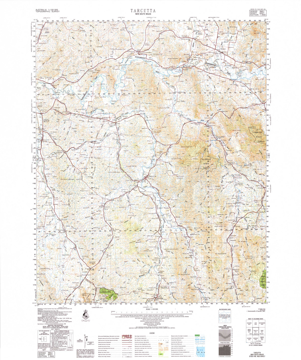 8427 Tarcutta 1:100k Topographic Map | Mapworld
