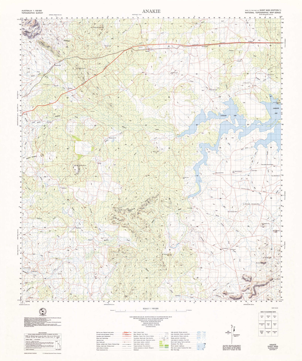 8450 Anakie 1:100k Topographic Map | Mapworld