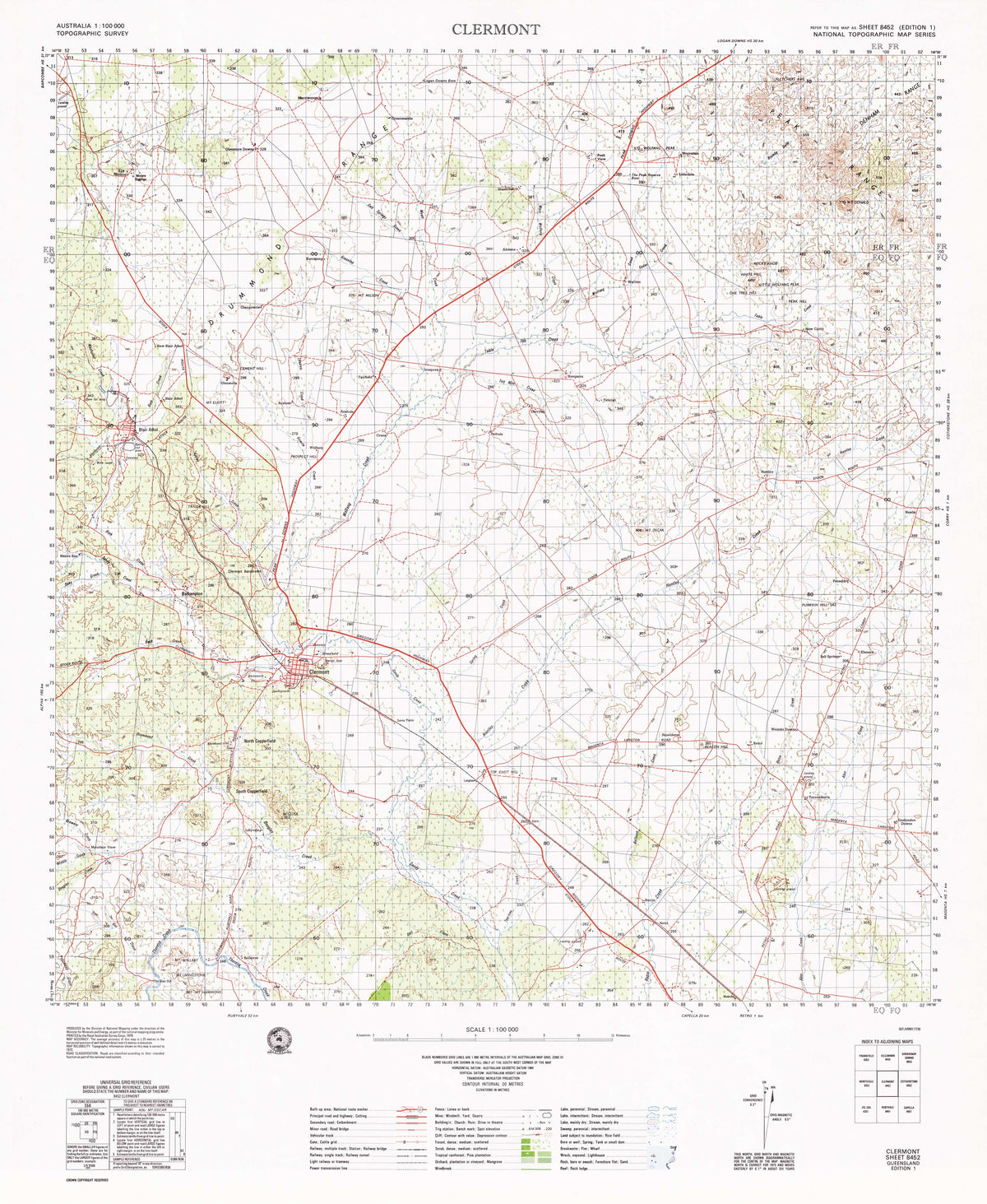 8452 Clermont 1:100k Topographic Map | Mapworld