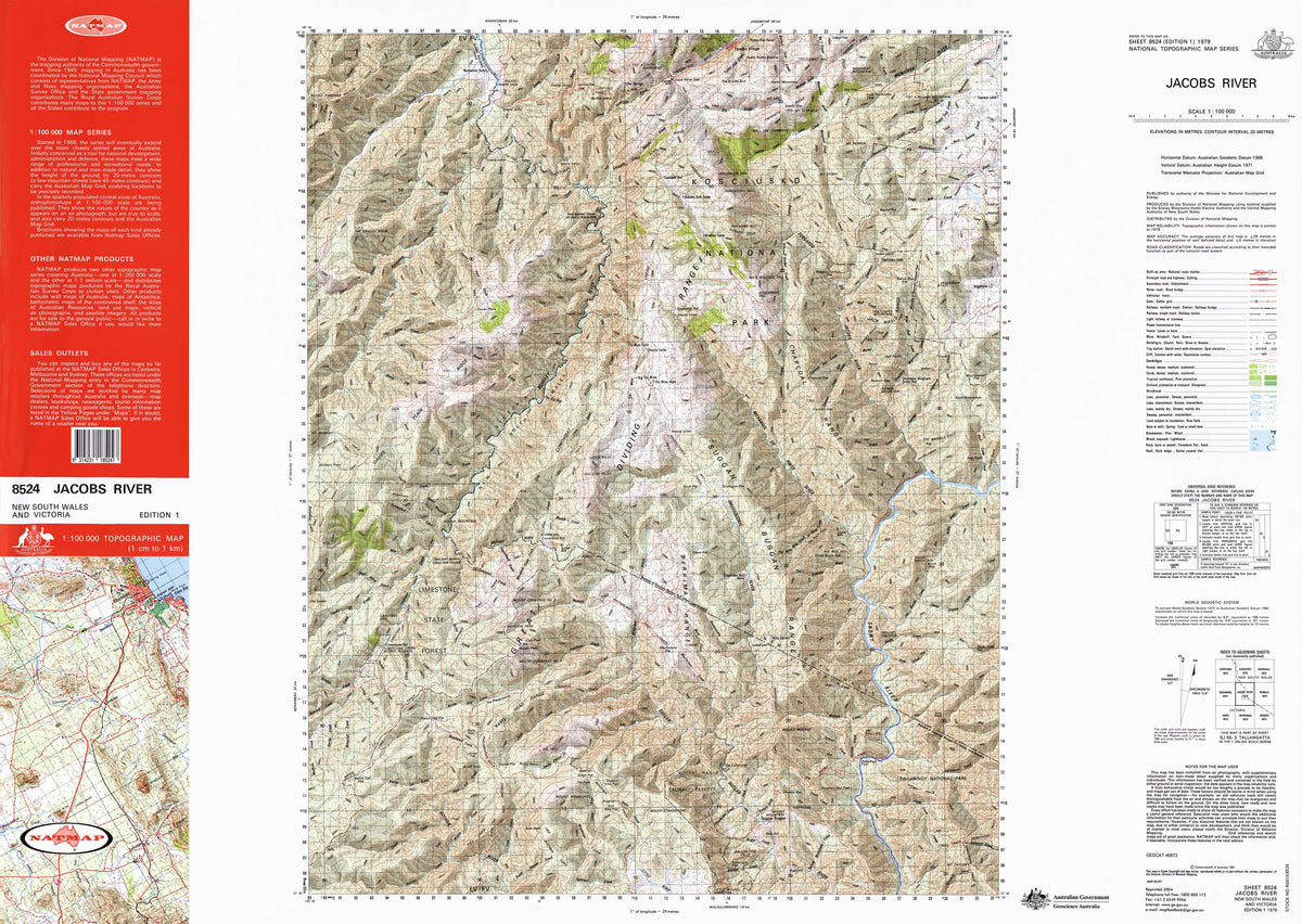 8524 Jacobs River 1:100k Topographic Map | Mapworld