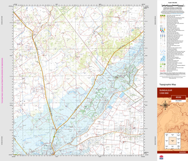 Dungalear 8538 Topographic Map 1:100k