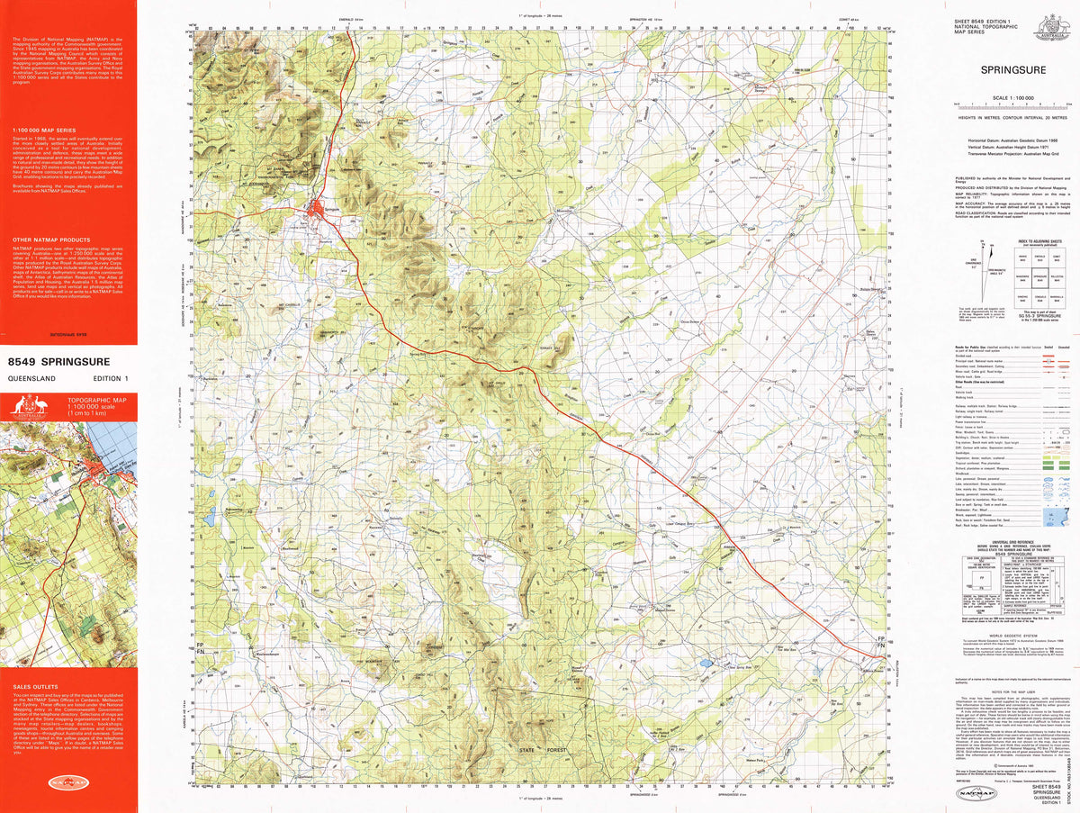 8549 Springsure 1:100k Topographic Map | Mapworld