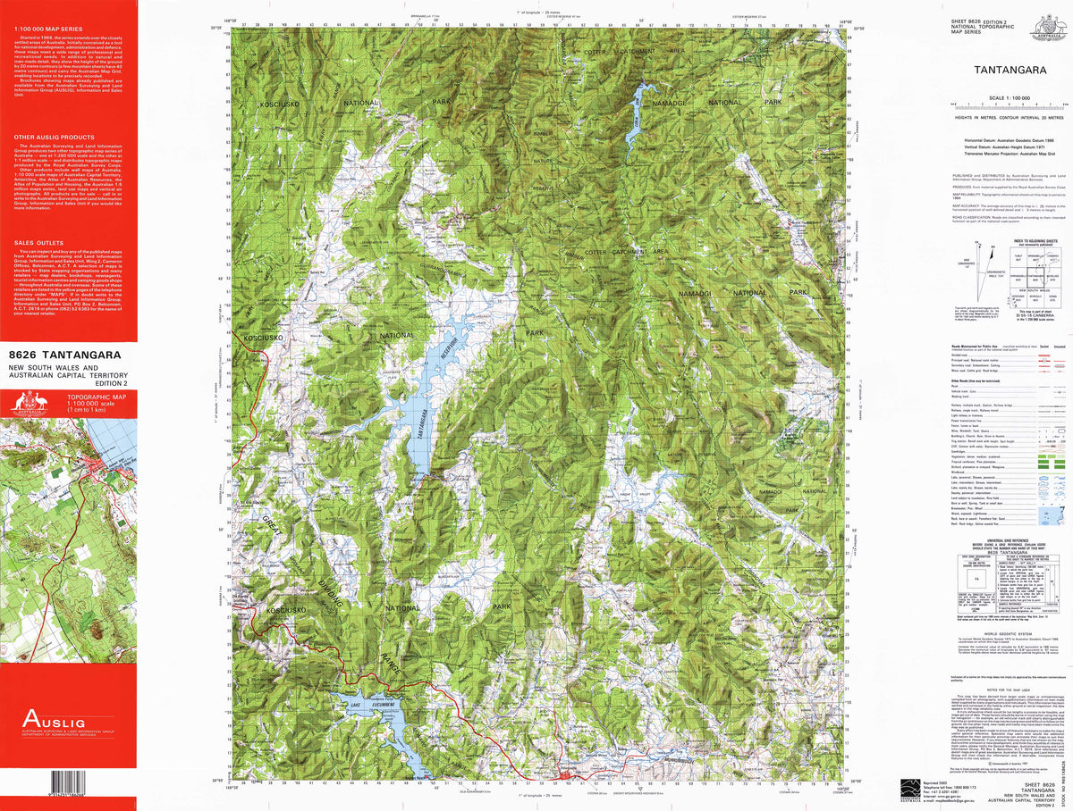 8626 Tantangara 1:100k Topographic Map | Mapworld