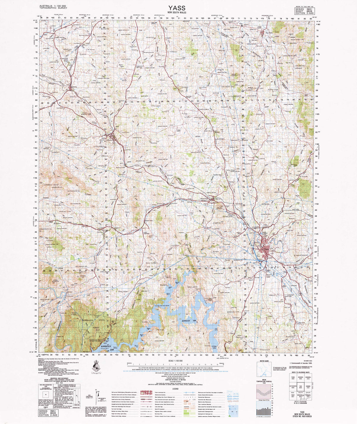 8628 Yass 1:100k Topographic Map | Mapworld