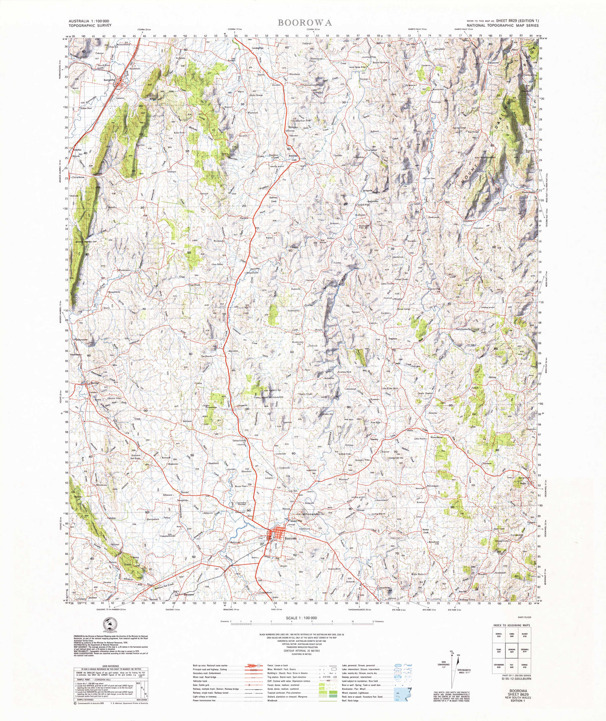 8629 Boorowa 1:100k Topographic Map | Mapworld