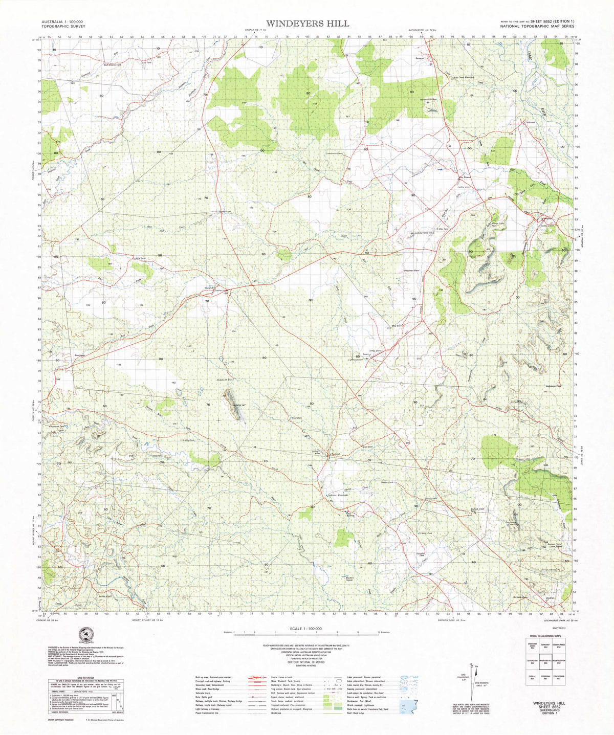 8652 Windeyers Hill 1:100k Topographic Map | Mapworld
