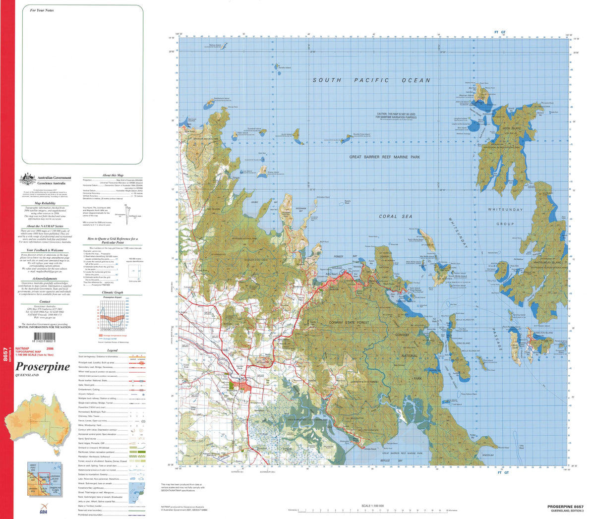 8657 Proserpine 1:100k Topographic Map | Mapworld