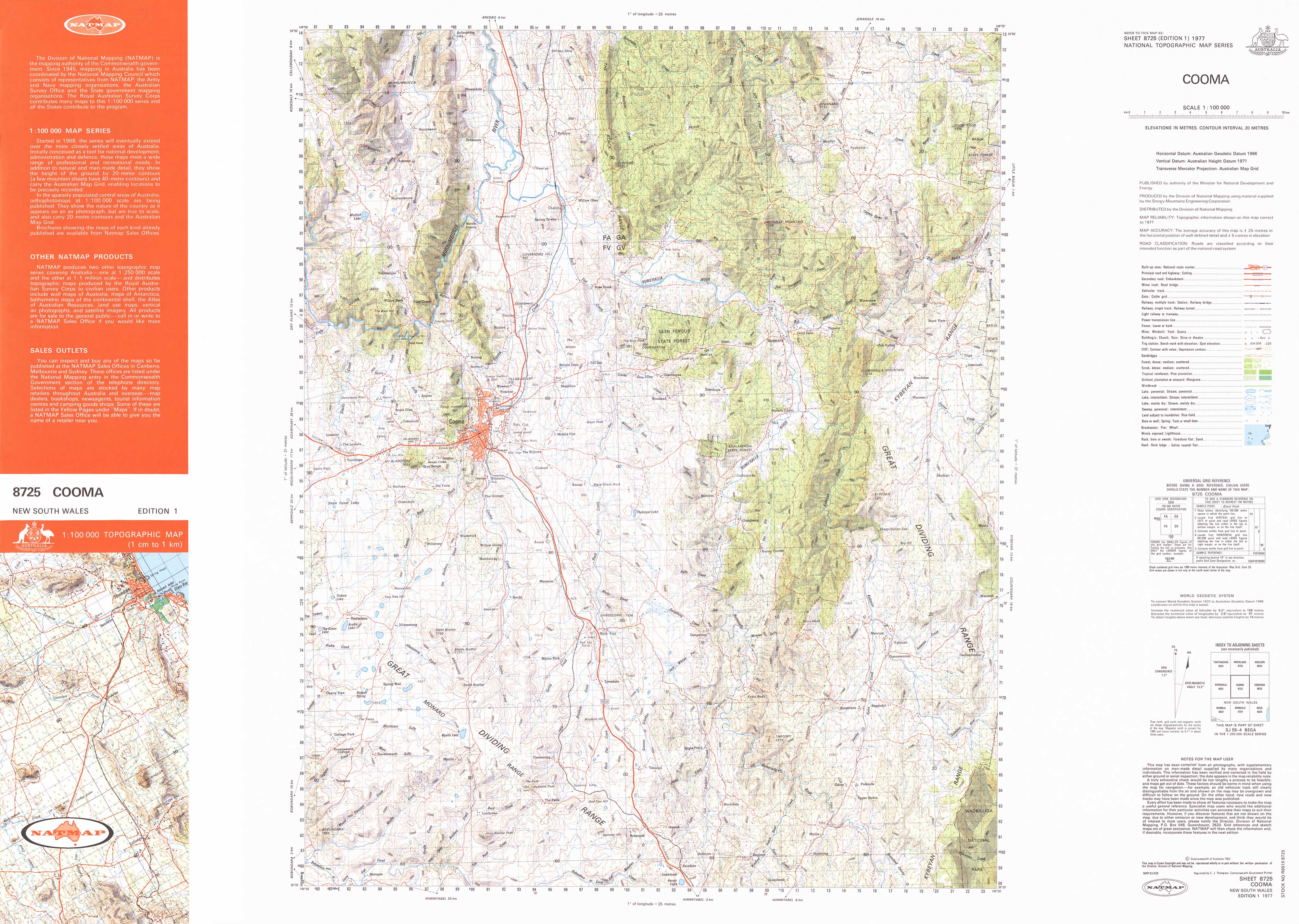 Buy 8725 Cooma 1:100k Topographic Map