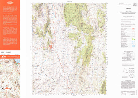 8725 Cooma 1:100k Topographic Map