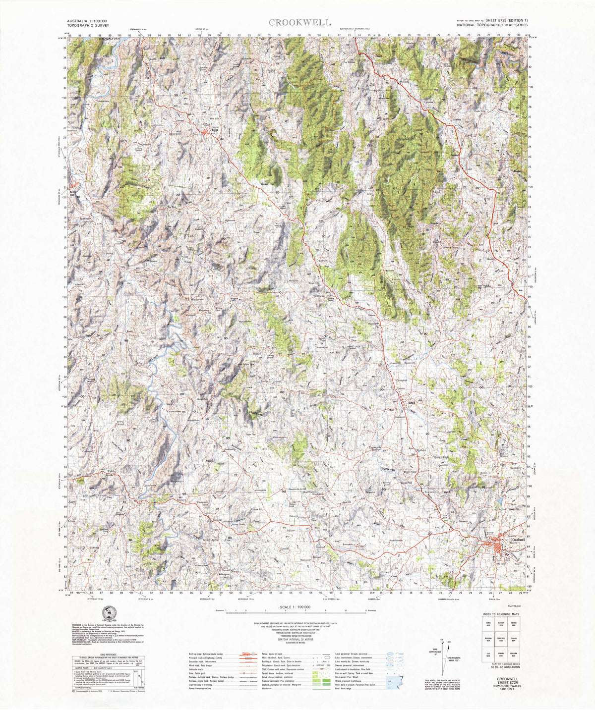 8729 Crookwell 1:100k Topographic Map | Mapworld