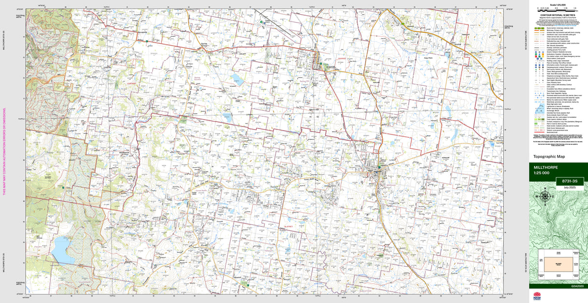 Millthorpe 8731-3S Topographic Map 1:25k | Mapworld