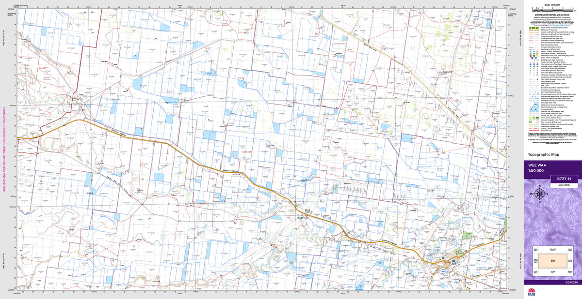 Wee Waa 8737-N Topographic Map 1:50k | Mapworld