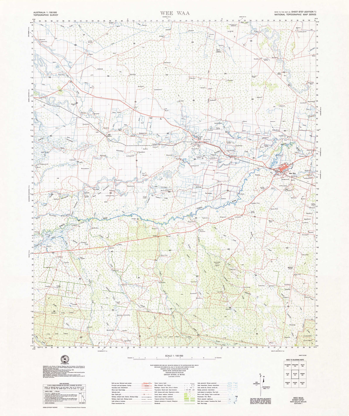8737 Wee Waa 1:100k Topographic Map | Mapworld