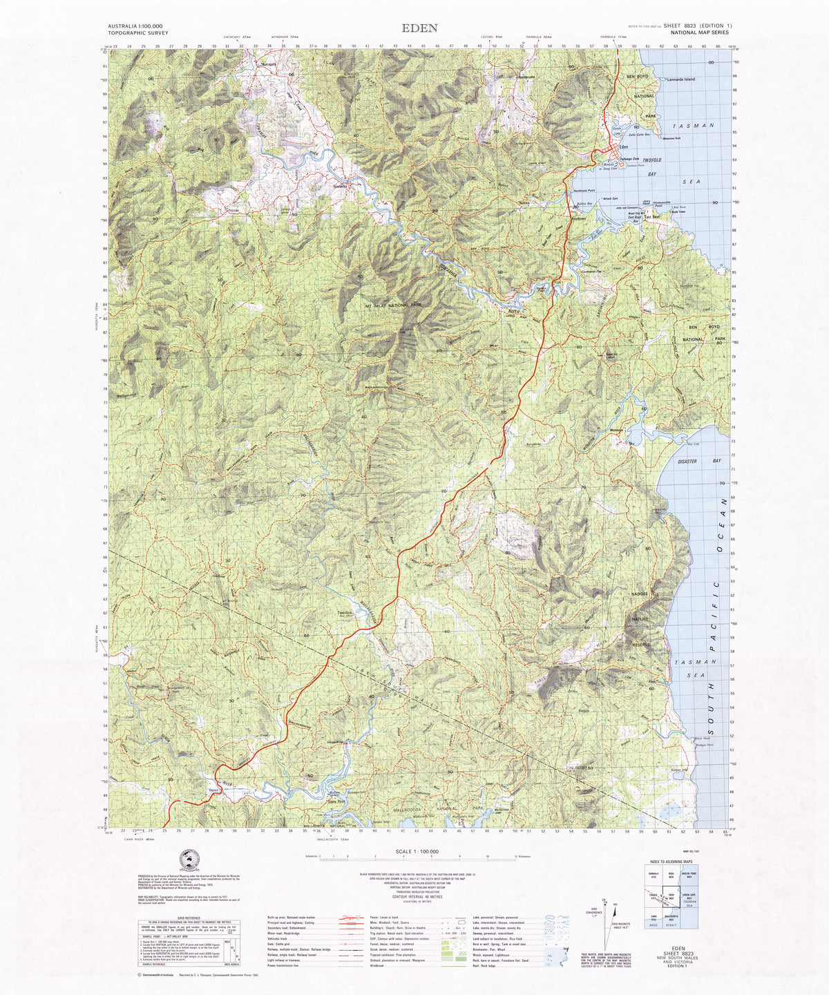 8823 Eden 1:100k Topographic Map | Mapworld