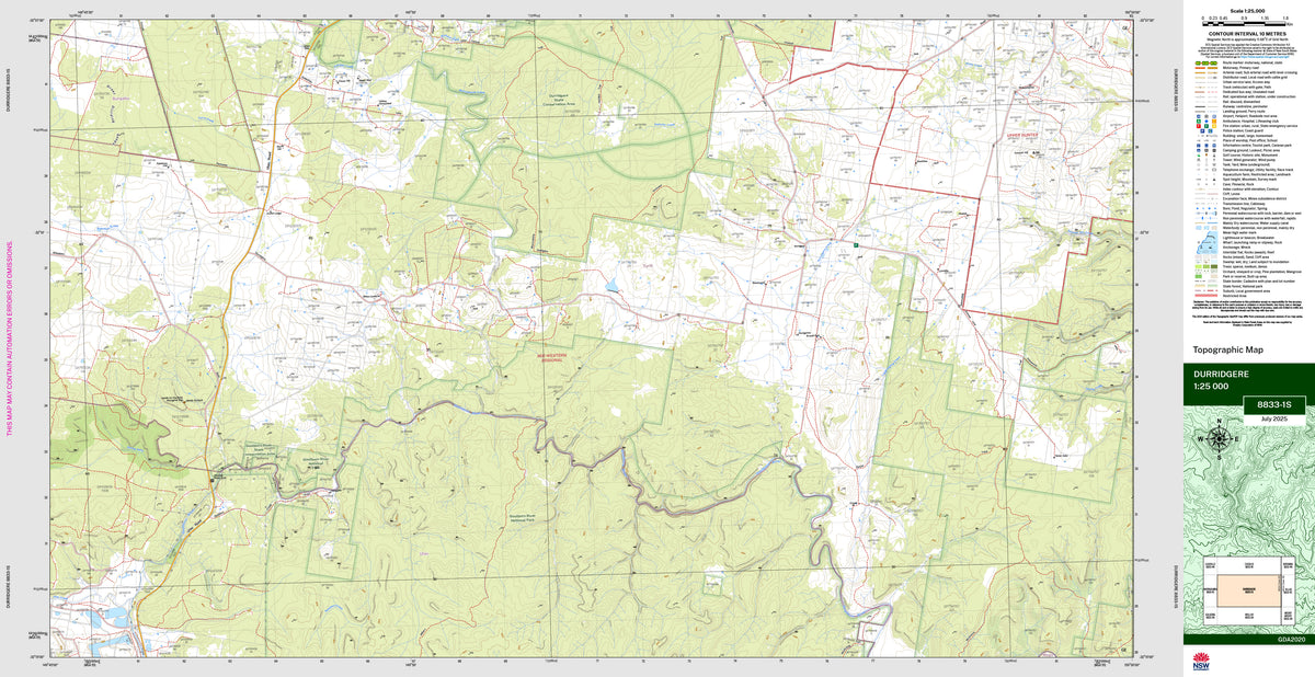 Durridgere 8833-1S Topographic Map 1:25k | Mapworld