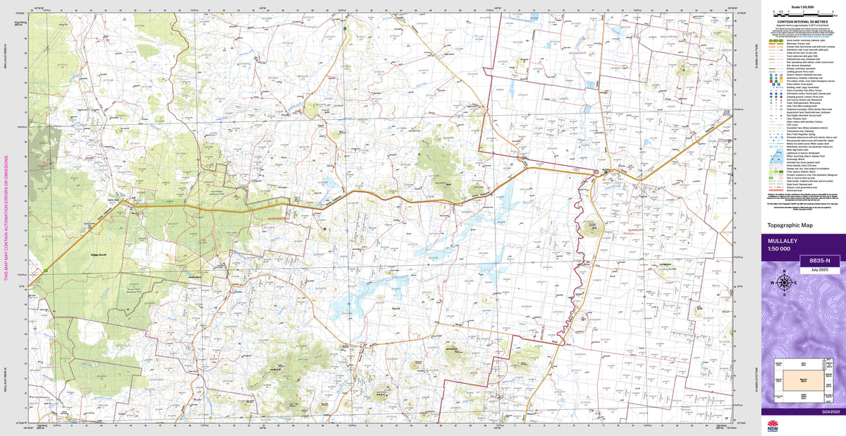 Mullaley 8835-N Topographic Map 1:50k | Mapworld