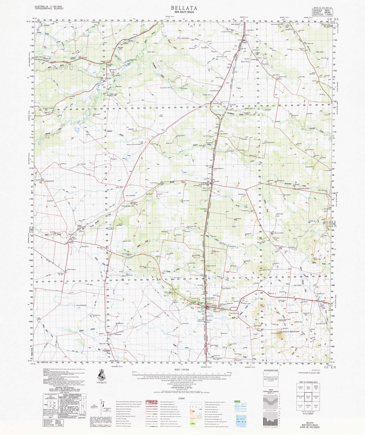8838 Bellata 1:100k Topographic Map | Mapworld