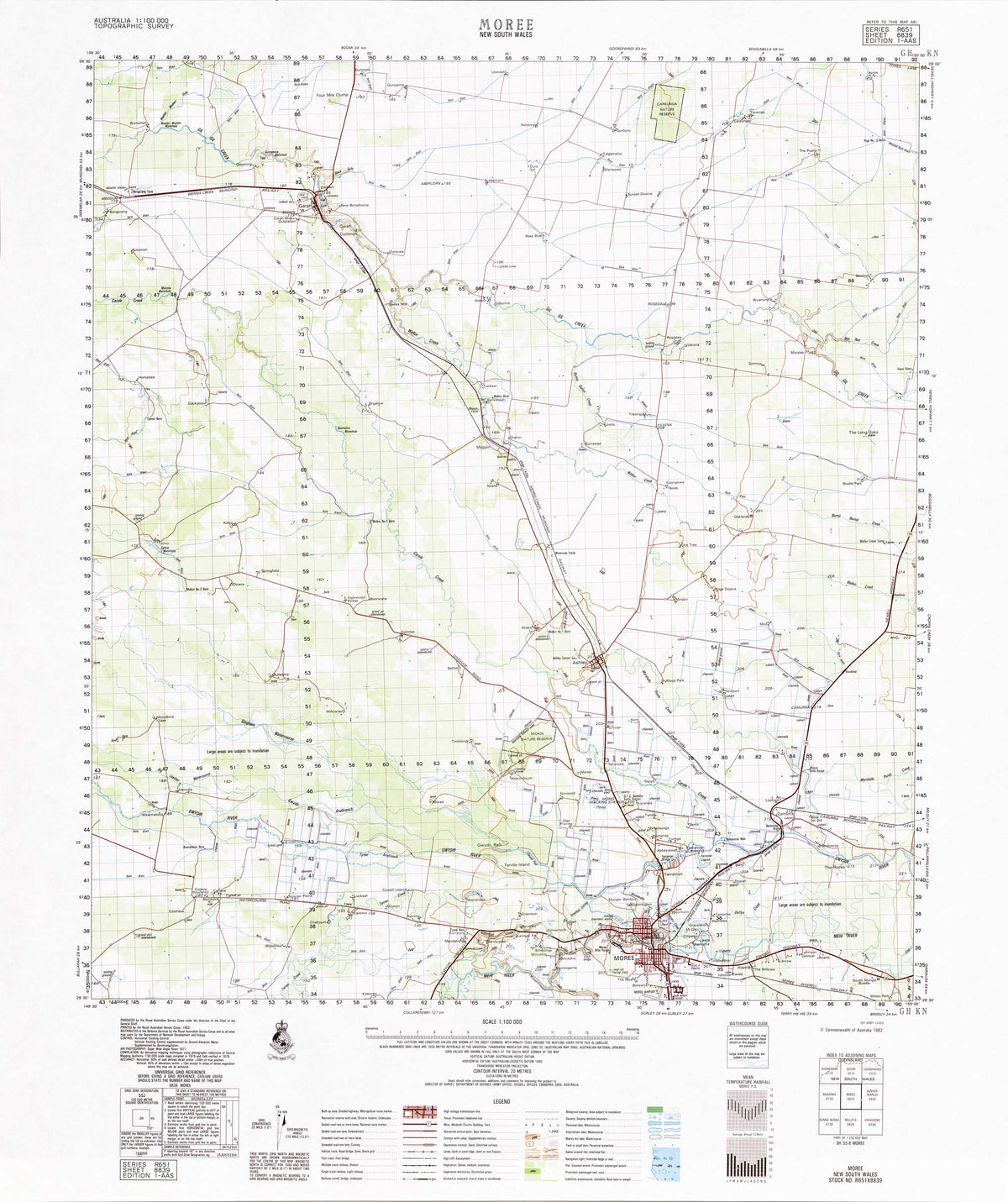 Moree Map 8839 Moree 1:100k Topographic Map | Mapworld