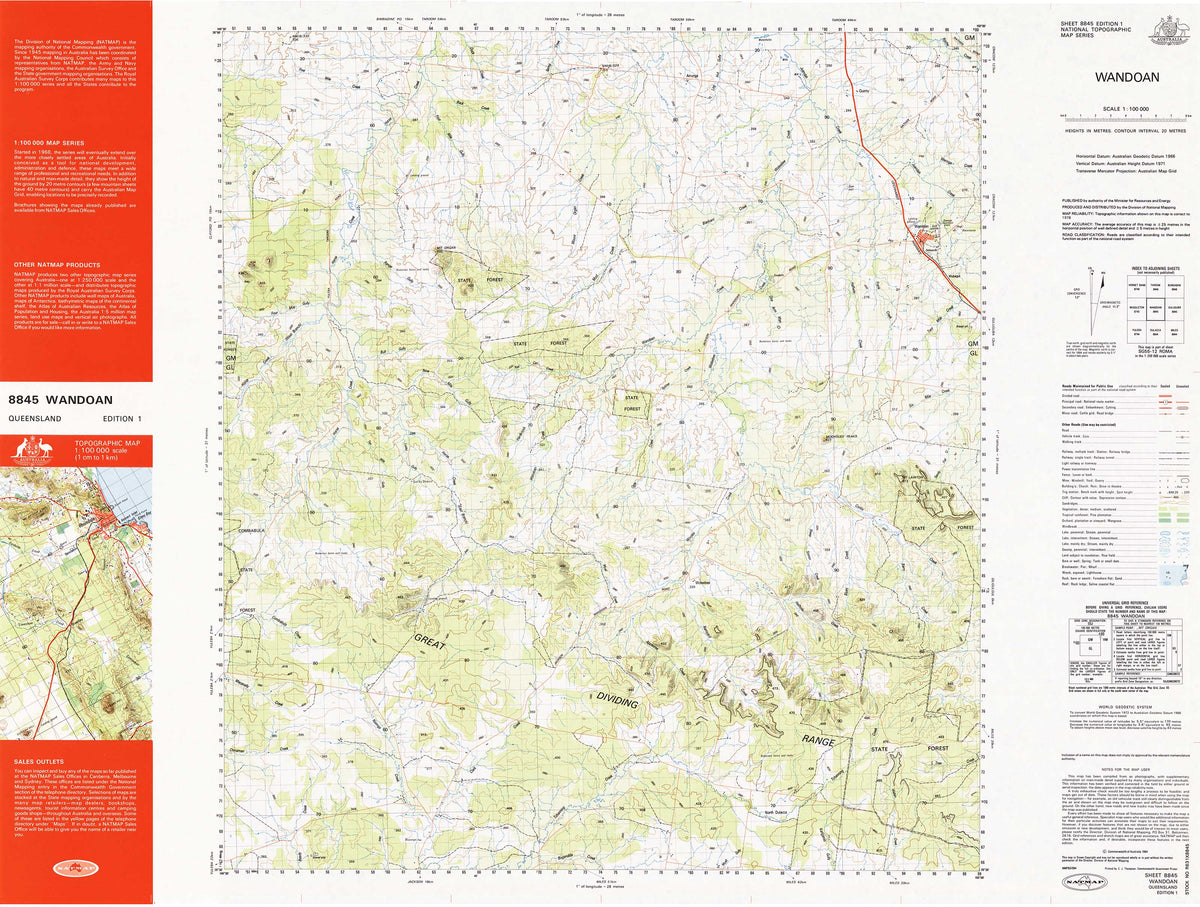 8845 Wandoan 1:100k Topographic Map | Mapworld