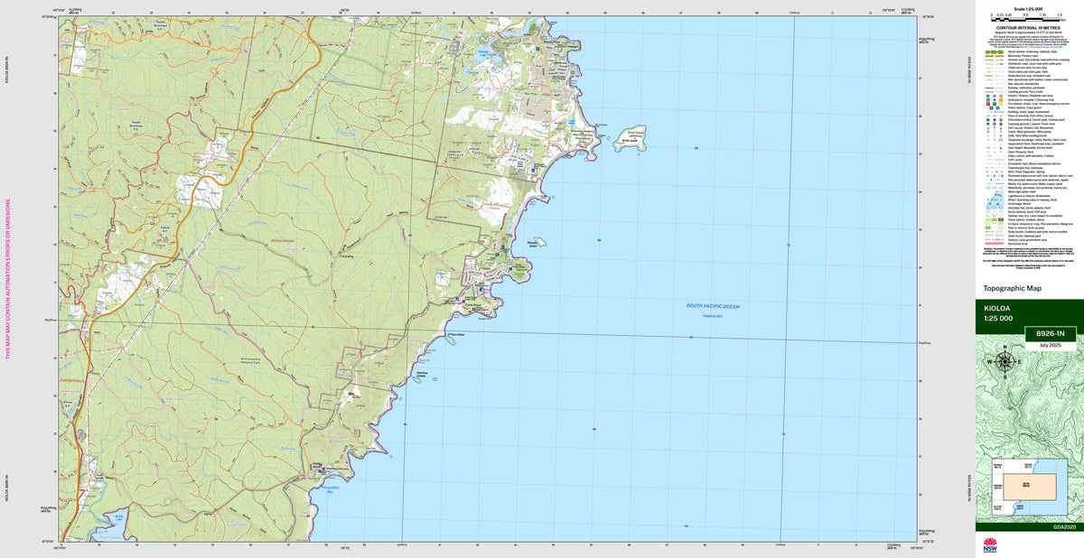 Kioloa 8926-1N Topographic Map 1:25k | Mapworld