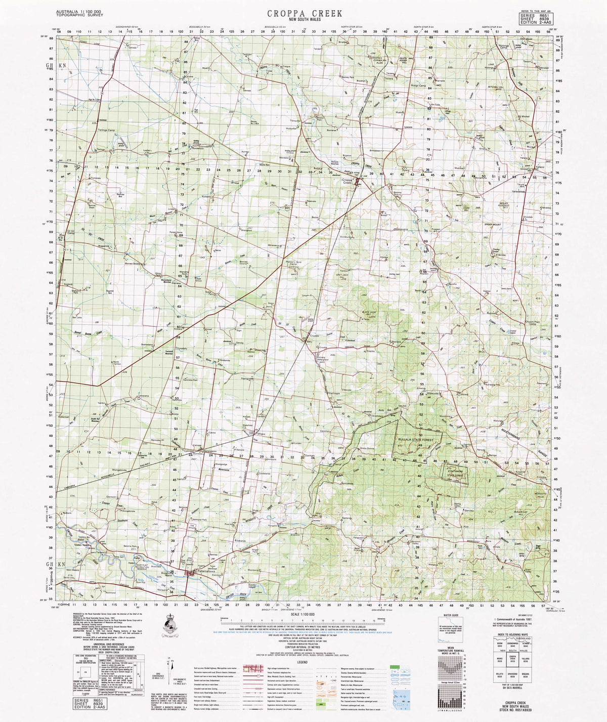 8939 Croppa Creek 1:100k Topographic Map | Mapworld