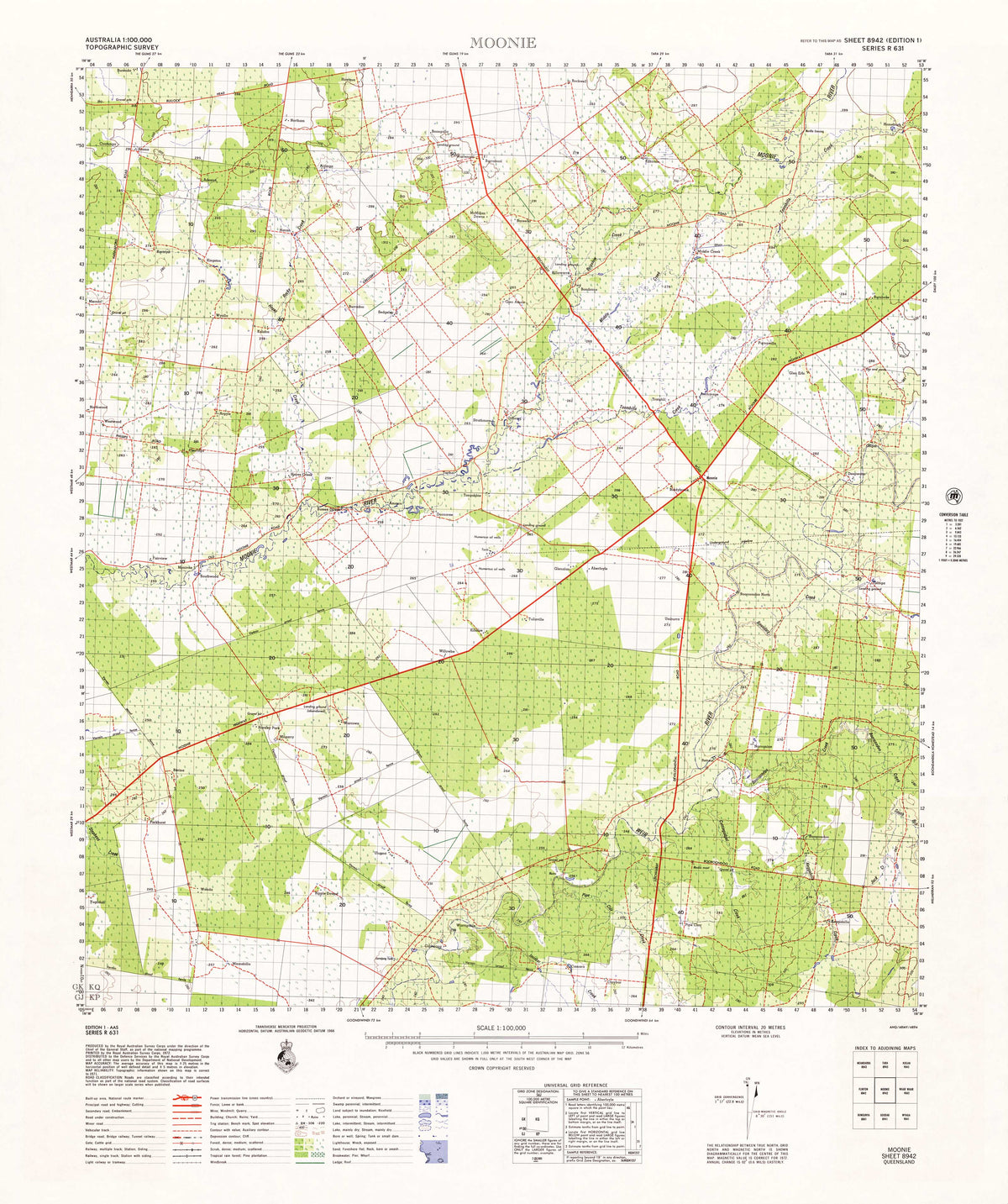 8942 Moonie 1:100k Topographic Map | Mapworld