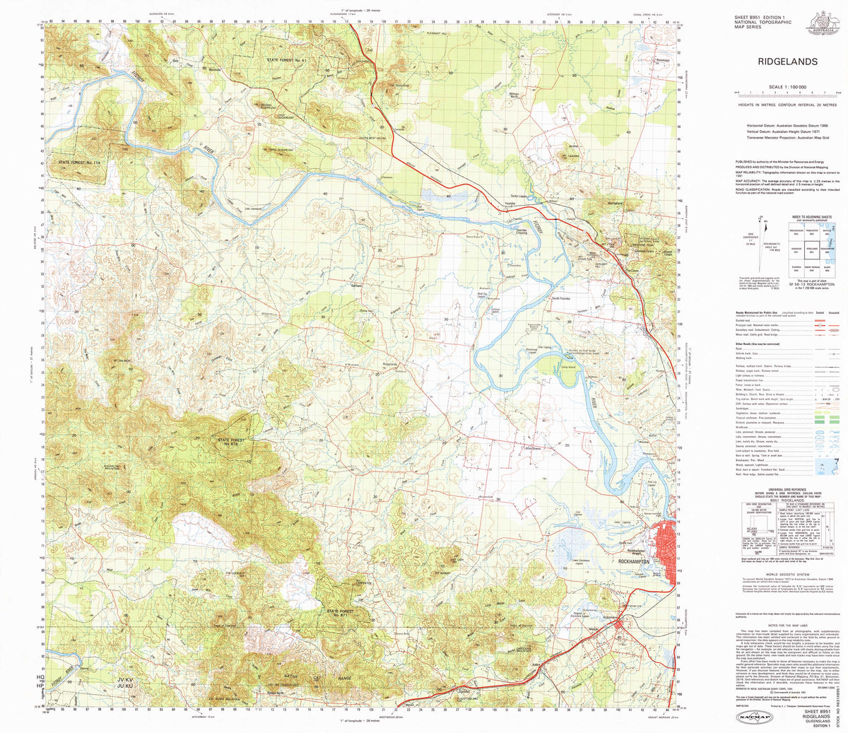 8951 Ridgelands 1:100k Topographic Map | Mapworld