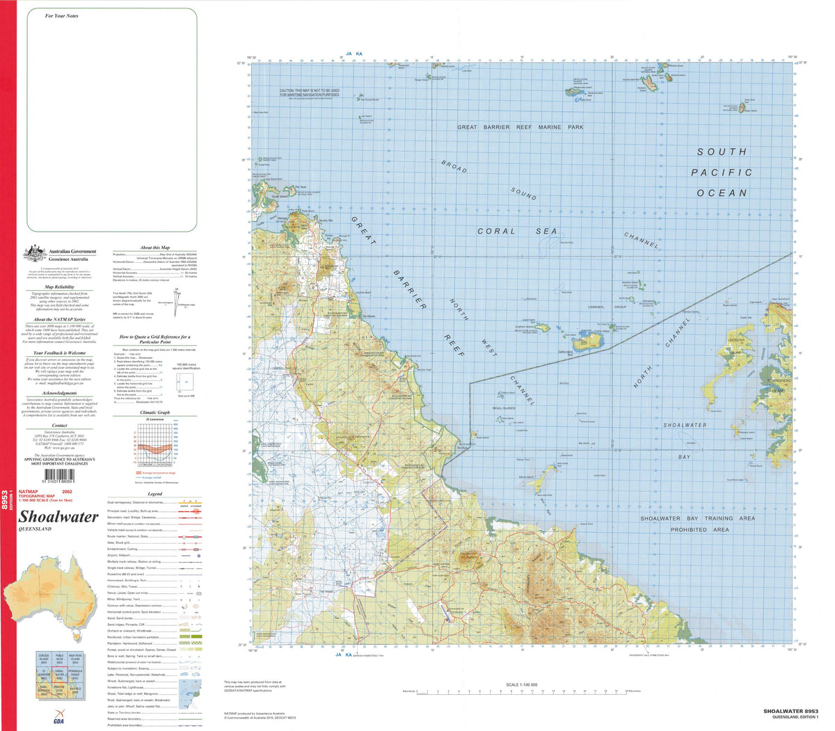 8953 Shoalwater 1:100k Topographic Map | Mapworld