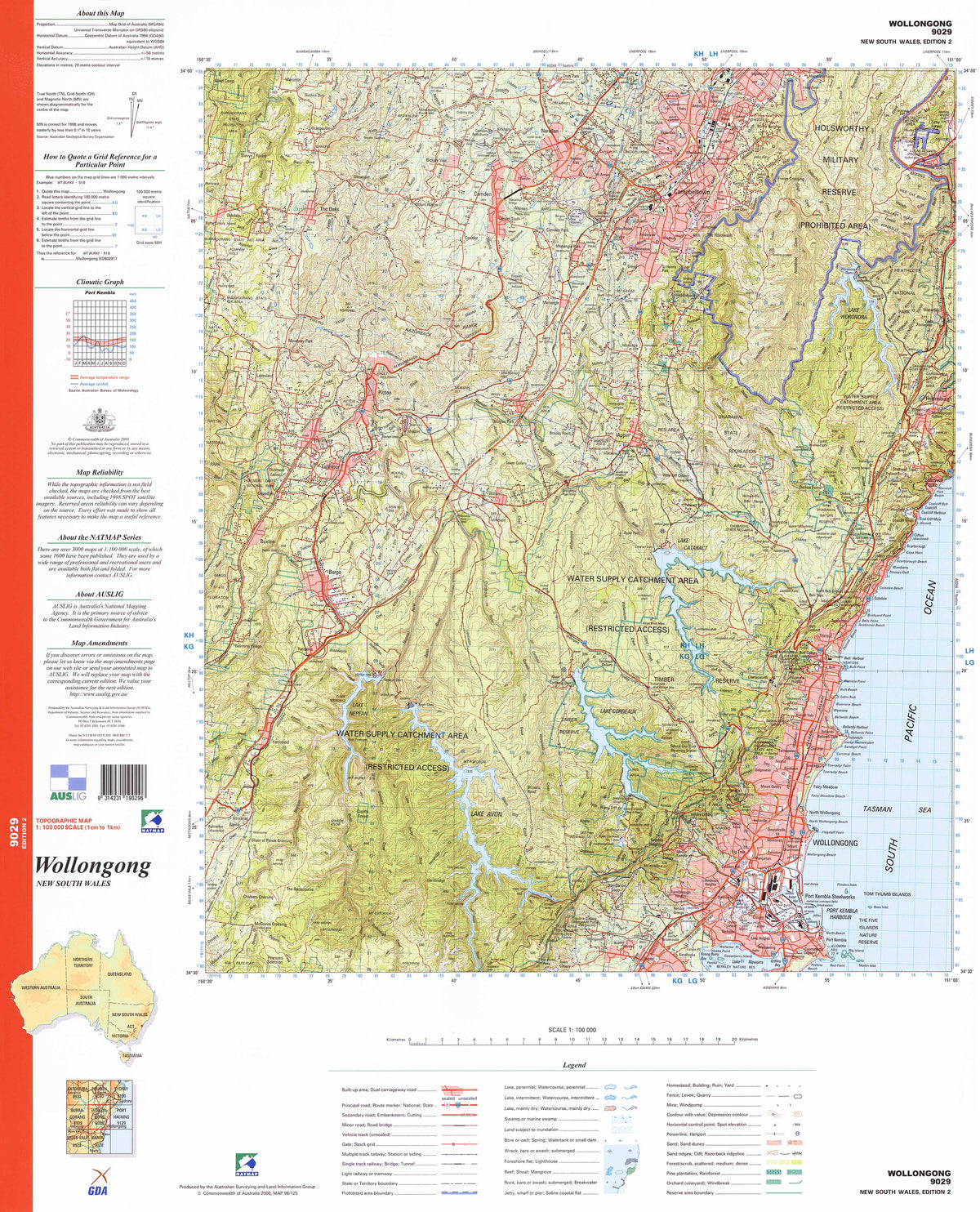 9029 Wollongong 1:100k Topographic Map | Mapworld