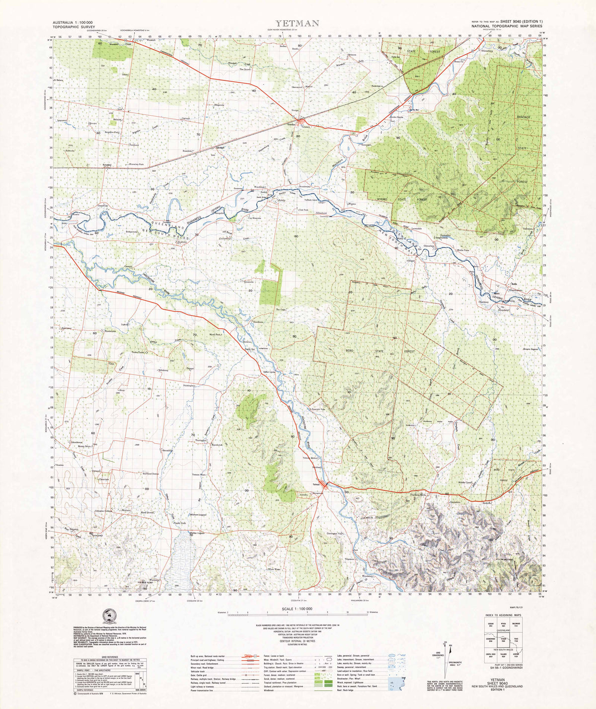 9040 Yetman 1:100k Topographic Map | Mapworld
