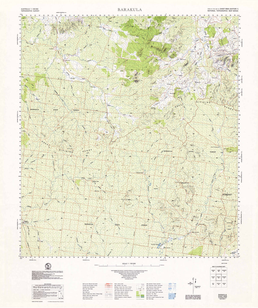9045 Barakula 1:100k Topographic Map | Mapworld