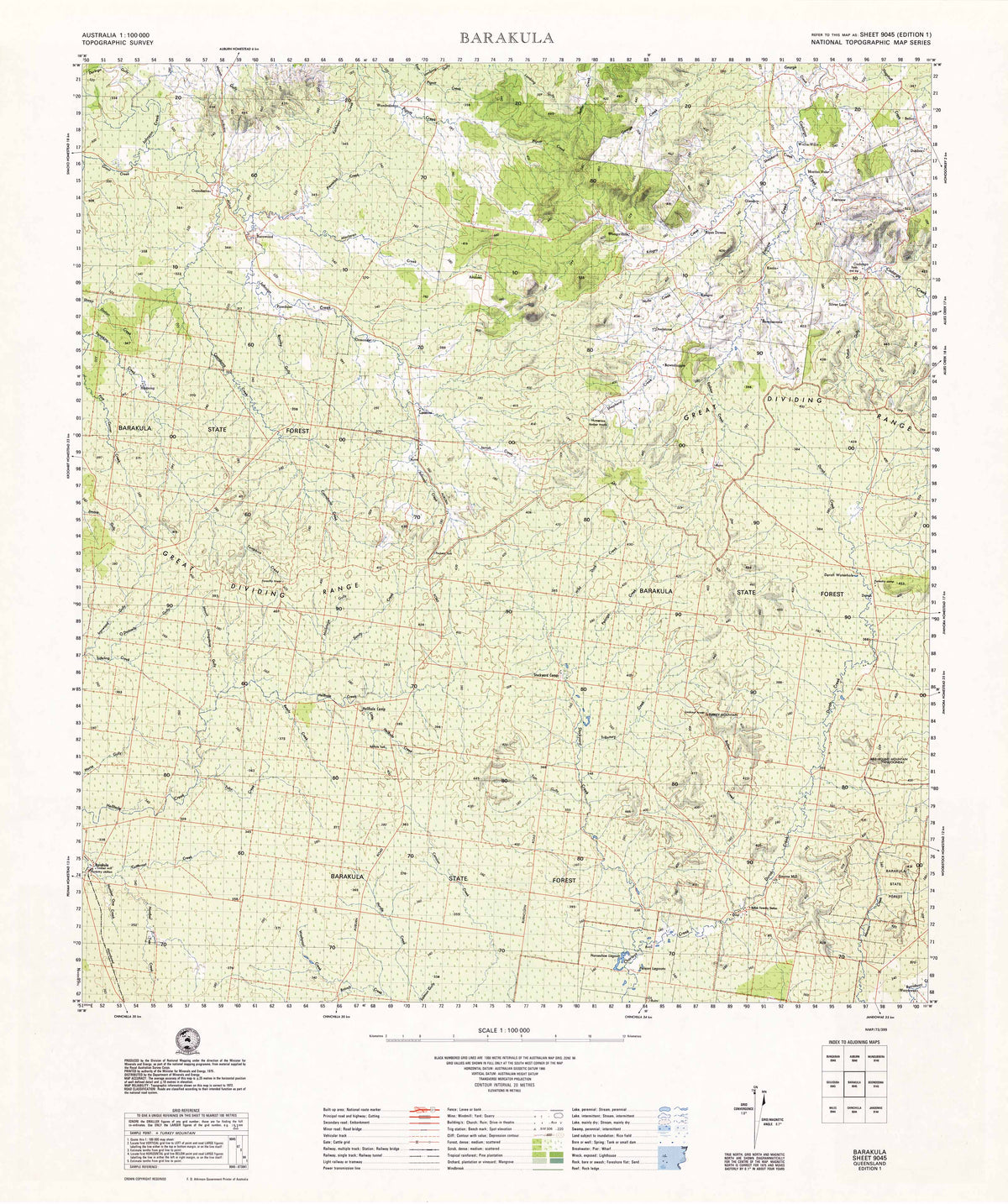 9045 Barakula 1:100k Topographic Map | Mapworld