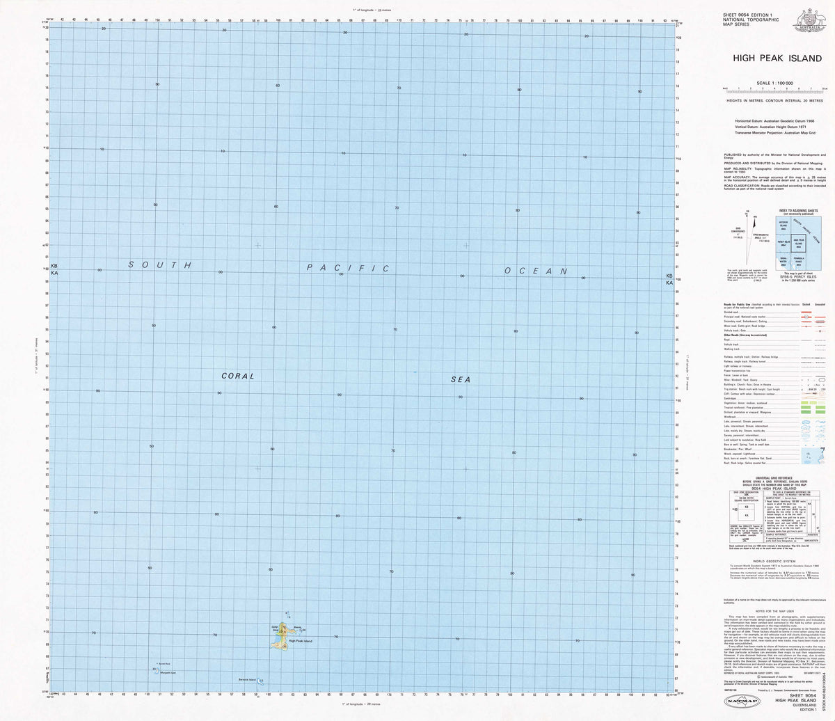 9054 High Peak Island 1:100k Topographic Map | Mapworld