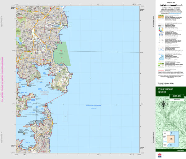 Sydney Heads 9130-2N Topographic Map 1:25k