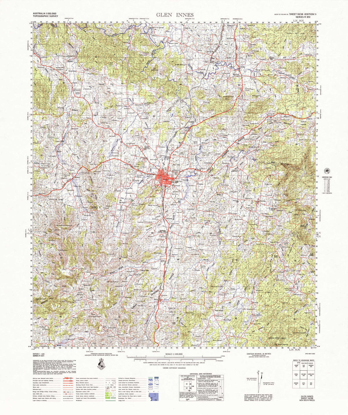 9238 Glen Innes 1:100k Topographic Map | Mapworld