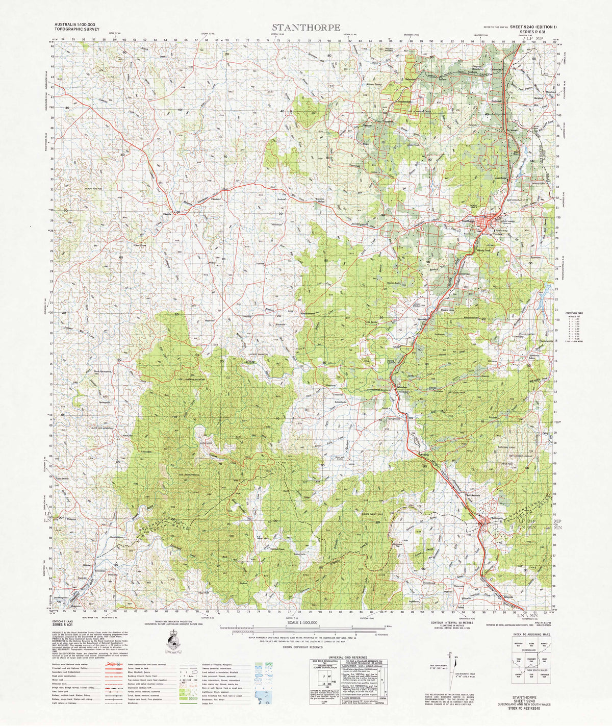 9240 Stanthorpe 1:100k Topographic Map | Mapworld