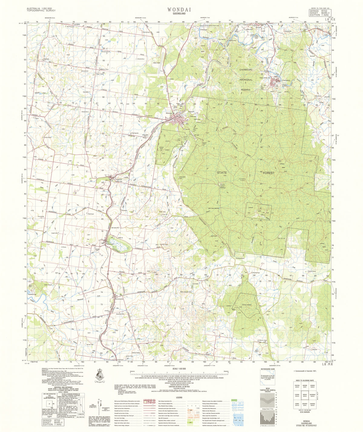 9245-2 Wondai 1:50k Topographic Map | Mapworld