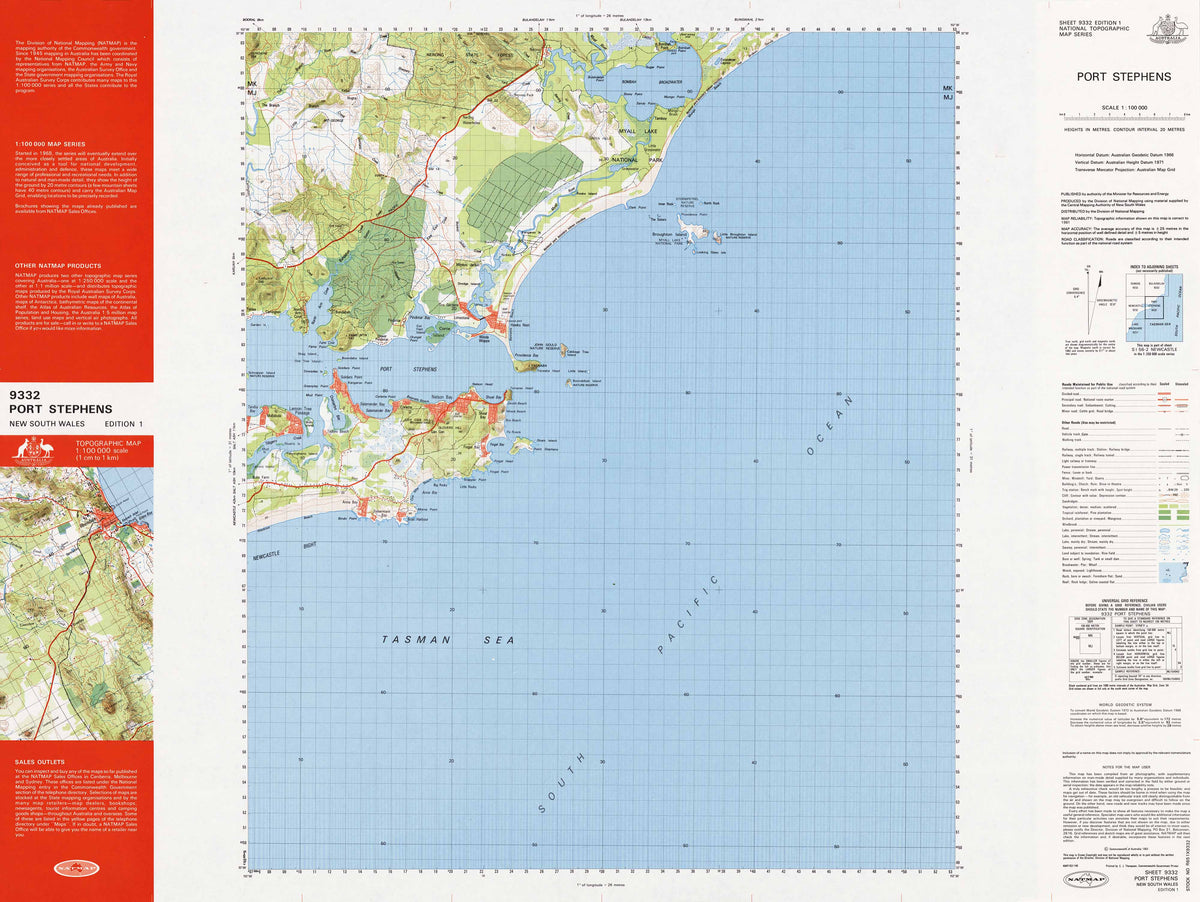 9332 Port Stephens 1:100k Topographic Map | Mapworld