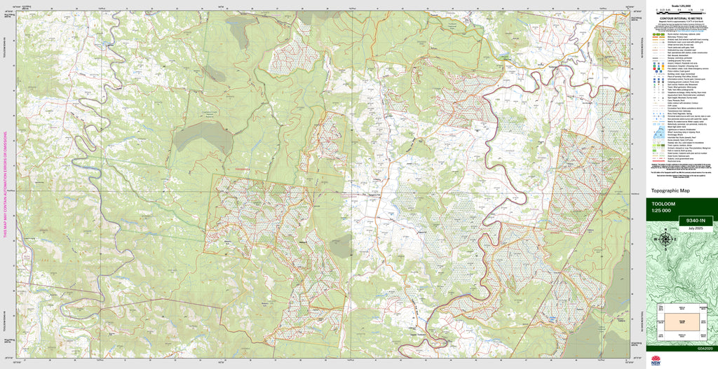 Tooloom 9340-1N Topographic Map 1:25k | Mapworld