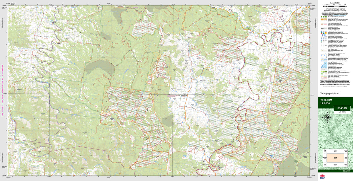 Tooloom 9340-1N Topographic Map 1:25k | Mapworld
