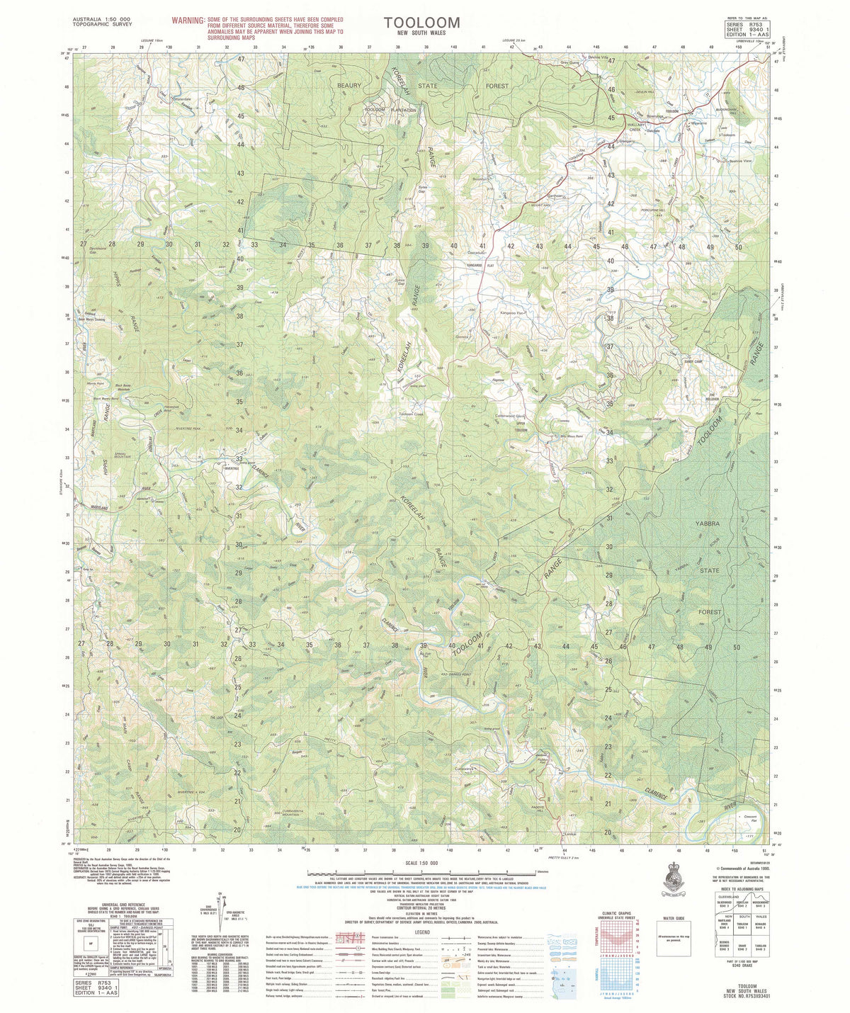 9340-1 Tooloom 1:50k Topographic Map | Mapworld