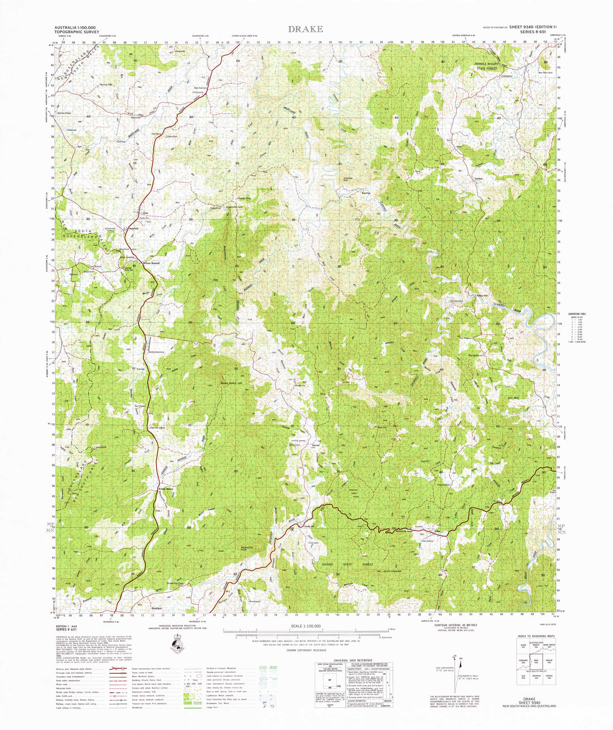 9340 Drake 1:100k Topographic Map | Mapworld