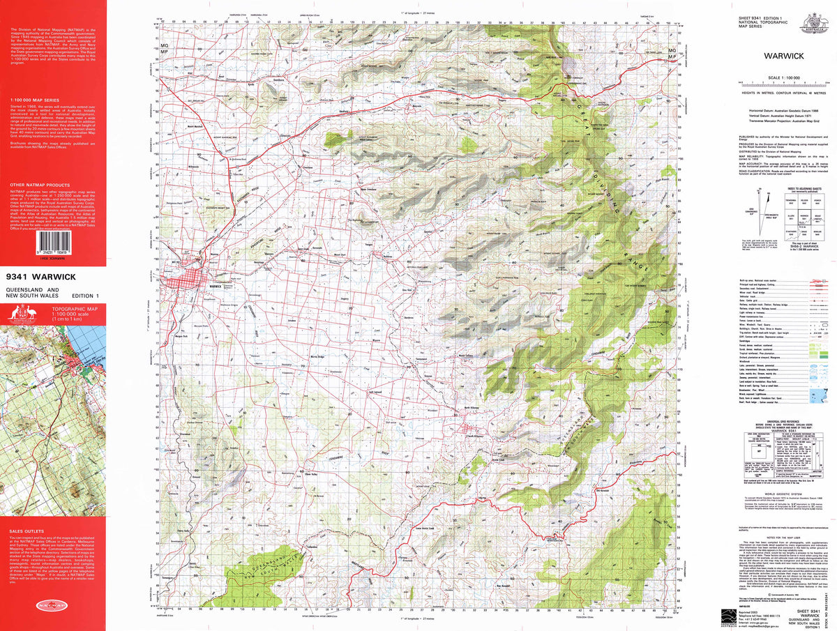 9341 Warwick 1:100k Topographic Map | Mapworld