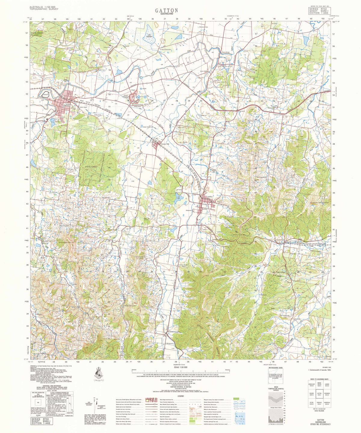 9342-1 Gatton 1:50k Topographic Map | Mapworld