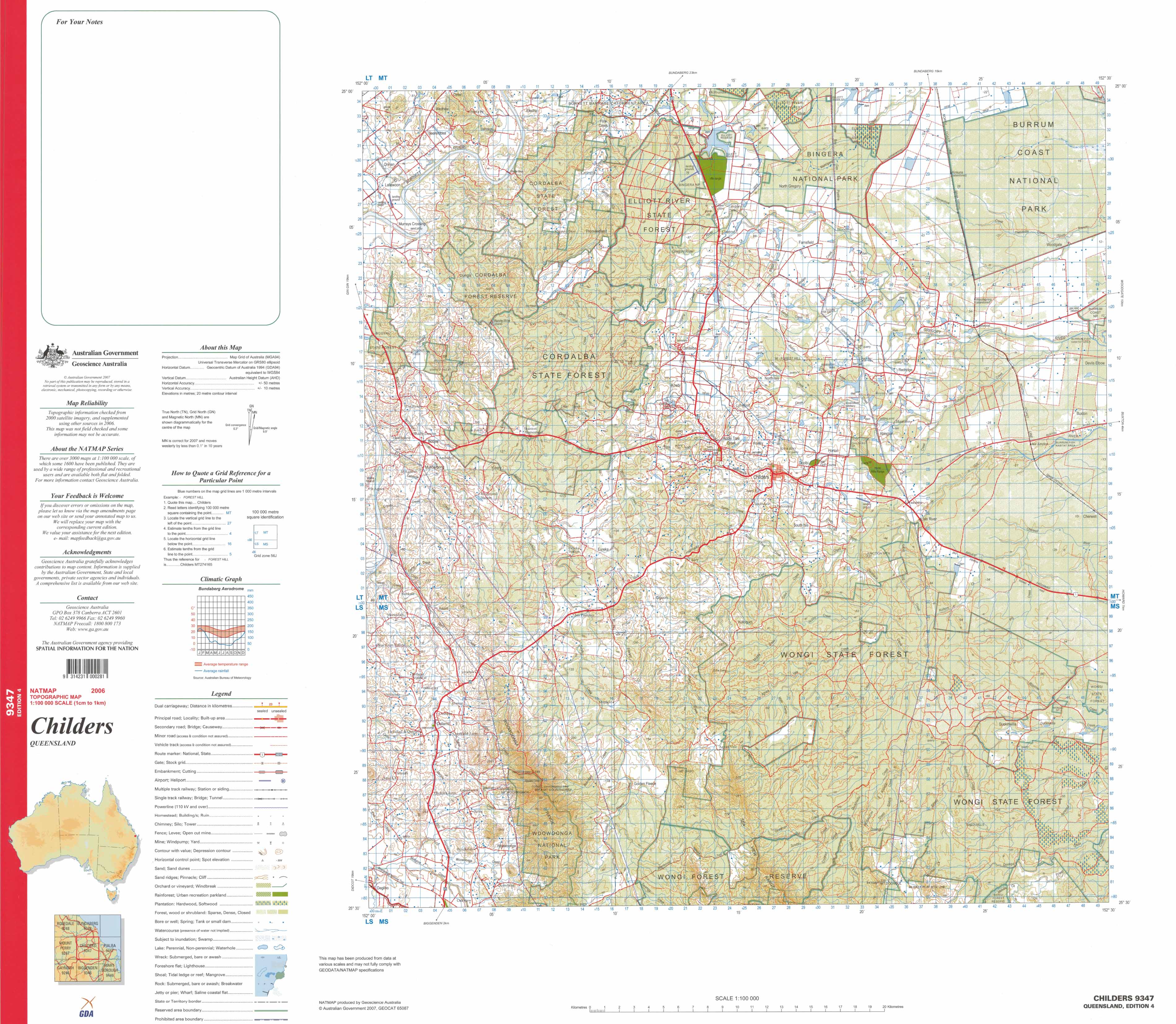 Buy 9347 Childers 1:100k Topographic Map