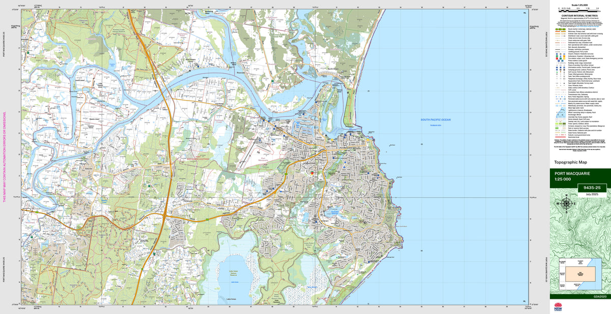 Port Macquarie 9435-2S Topographic Map 1:25k | Mapworld