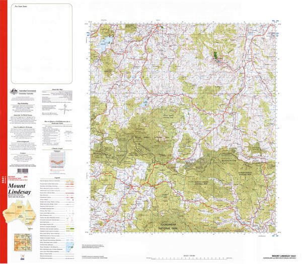 9441 Mount Lindesay 1:100k Topographic Map