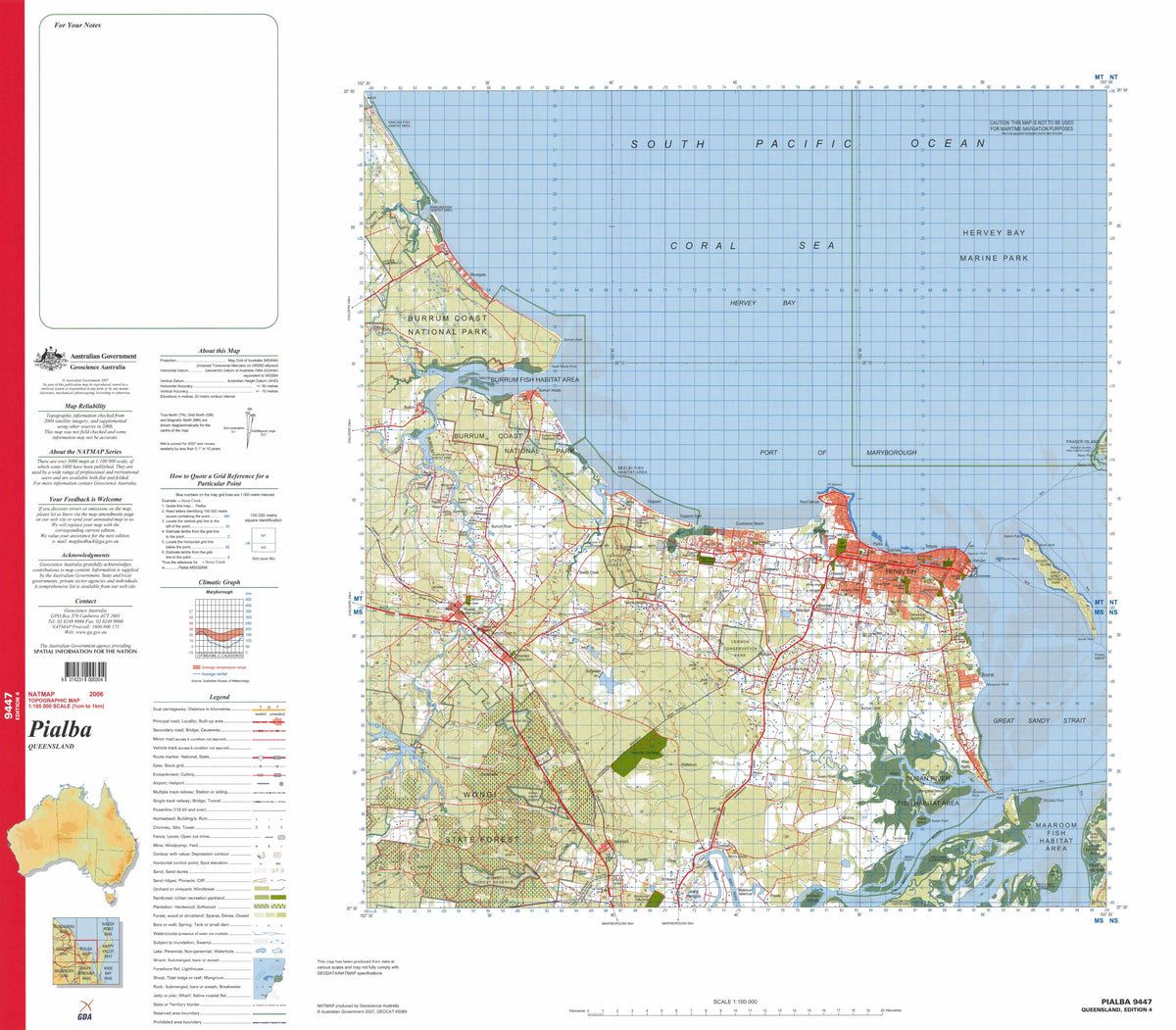 9447 Pialba 1:100k Topographic Map | Mapworld