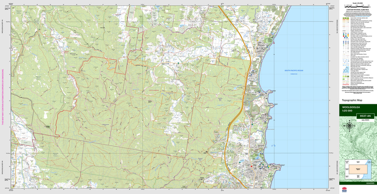 Woolgoolga Postcode Woolgoolga 9537-4N Topographic Map 1:25k | Mapworld